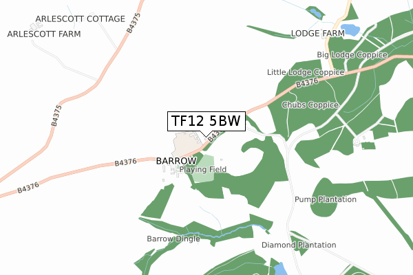 TF12 5BW map - small scale - OS Open Zoomstack (Ordnance Survey)