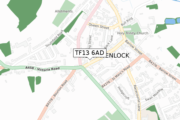 TF13 6AD map - large scale - OS Open Zoomstack (Ordnance Survey)