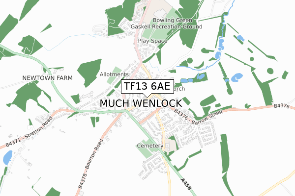 TF13 6AE map - small scale - OS Open Zoomstack (Ordnance Survey)