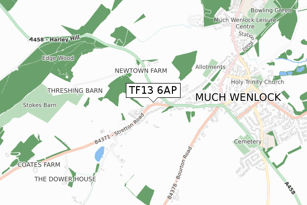 TF13 6AP map - small scale - OS Open Zoomstack (Ordnance Survey)