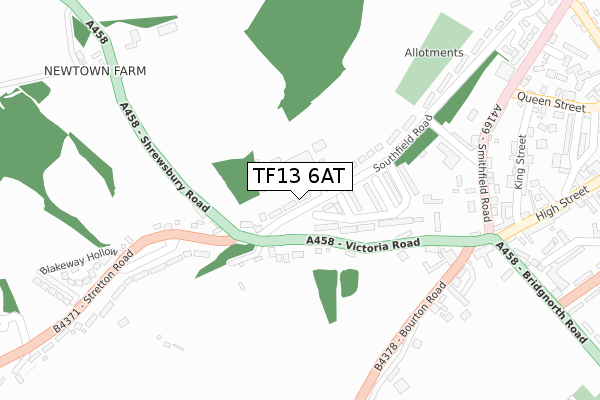 TF13 6AT map - large scale - OS Open Zoomstack (Ordnance Survey)