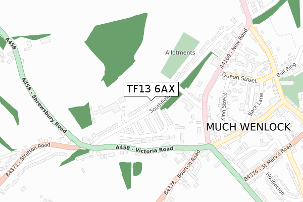 TF13 6AX map - large scale - OS Open Zoomstack (Ordnance Survey)