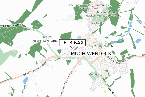 TF13 6AX map - small scale - OS Open Zoomstack (Ordnance Survey)