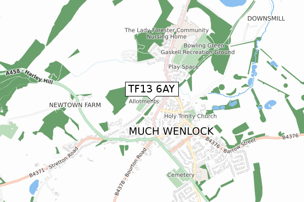 TF13 6AY map - small scale - OS Open Zoomstack (Ordnance Survey)