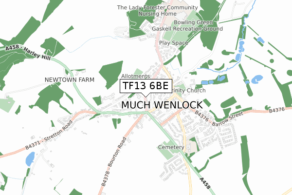 TF13 6BE map - small scale - OS Open Zoomstack (Ordnance Survey)