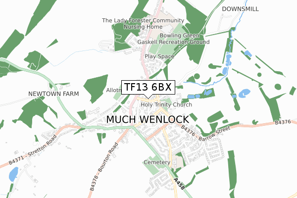 TF13 6BX map - small scale - OS Open Zoomstack (Ordnance Survey) TF13 6BX map - small scale - OS Open Zoomstack (Ordnance Survey)