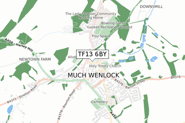 TF13 6BY map - small scale - OS Open Zoomstack (Ordnance Survey)