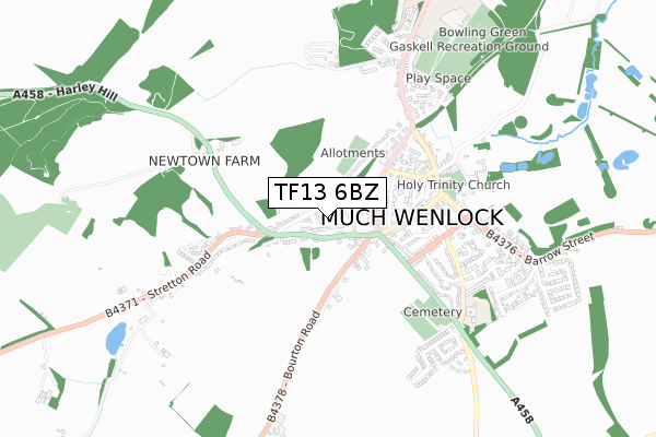 TF13 6BZ map - small scale - OS Open Zoomstack (Ordnance Survey)