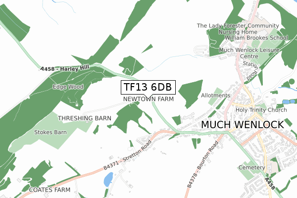 TF13 6DB map - small scale - OS Open Zoomstack (Ordnance Survey)