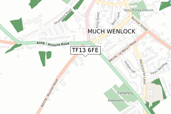 TF13 6FE map - large scale - OS Open Zoomstack (Ordnance Survey)