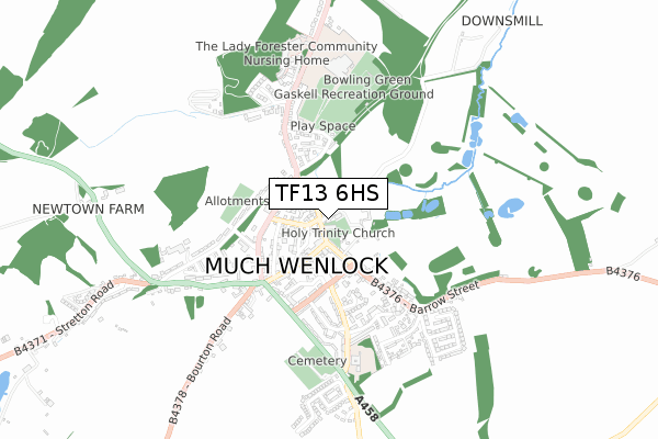 TF13 6HS map - small scale - OS Open Zoomstack (Ordnance Survey)