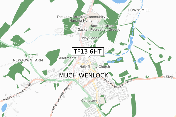 TF13 6HT map - small scale - OS Open Zoomstack (Ordnance Survey)