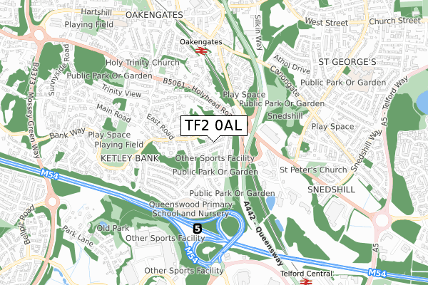 TF2 0AL map - small scale - OS Open Zoomstack (Ordnance Survey)