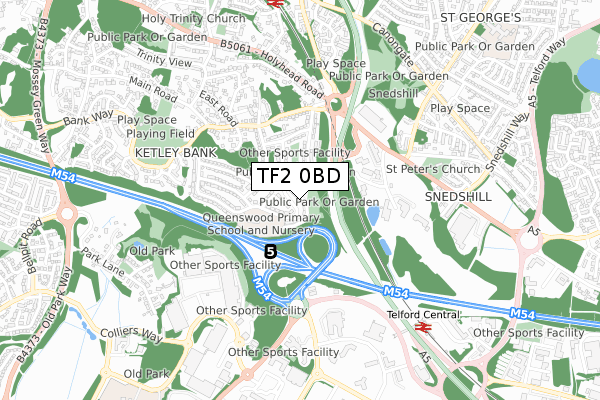 TF2 0BD map - small scale - OS Open Zoomstack (Ordnance Survey)