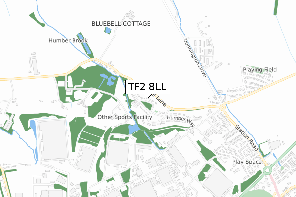 TF2 8LL map - small scale - OS Open Zoomstack (Ordnance Survey)