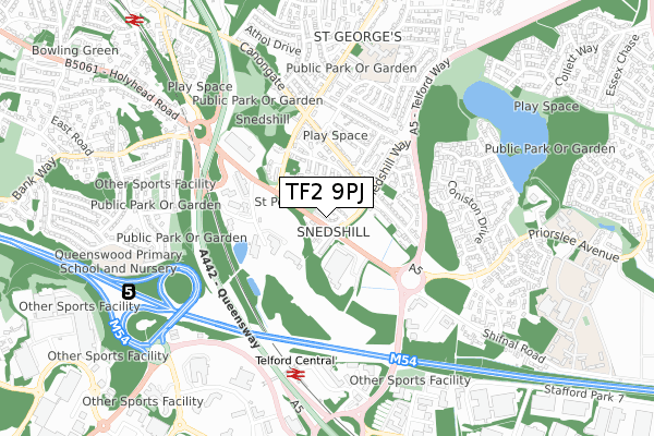 TF2 9PJ map - small scale - OS Open Zoomstack (Ordnance Survey) TF2 9PJ map - small scale - OS Open Zoomstack (Ordnance Survey)