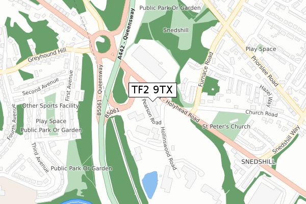 TF2 9TX map - large scale - OS Open Zoomstack (Ordnance Survey)