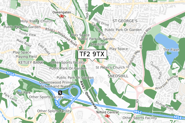 TF2 9TX map - small scale - OS Open Zoomstack (Ordnance Survey)