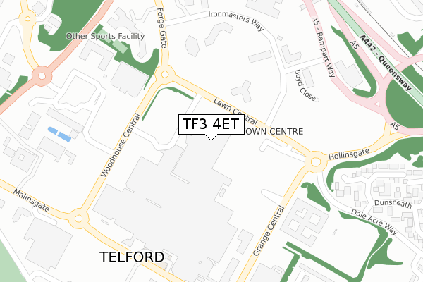 TF3 4ET map - large scale - OS Open Zoomstack (Ordnance Survey)