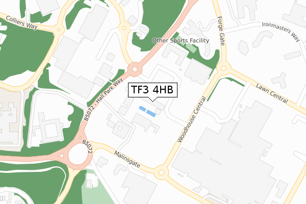 TF3 4HB map - large scale - OS Open Zoomstack (Ordnance Survey)