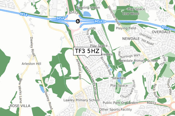 TF3 5HZ map - small scale - OS Open Zoomstack (Ordnance Survey)