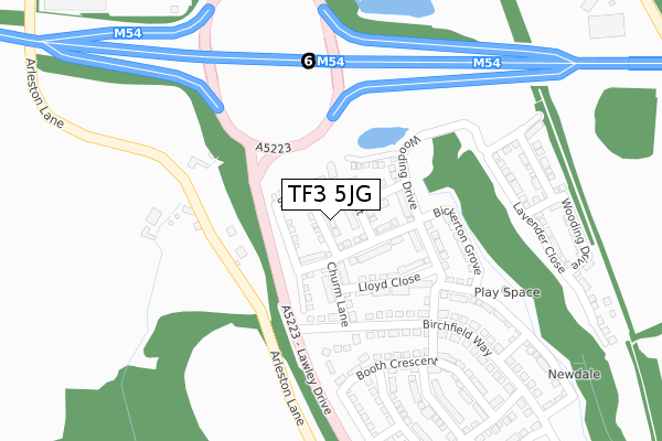 TF3 5JG map - large scale - OS Open Zoomstack (Ordnance Survey)