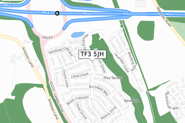 TF3 5JH map - large scale - OS Open Zoomstack (Ordnance Survey)