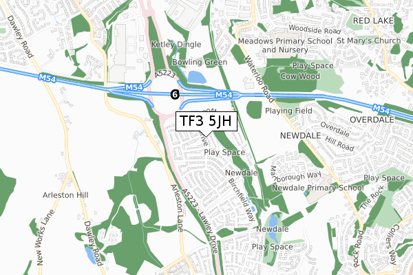 TF3 5JH map - small scale - OS Open Zoomstack (Ordnance Survey)