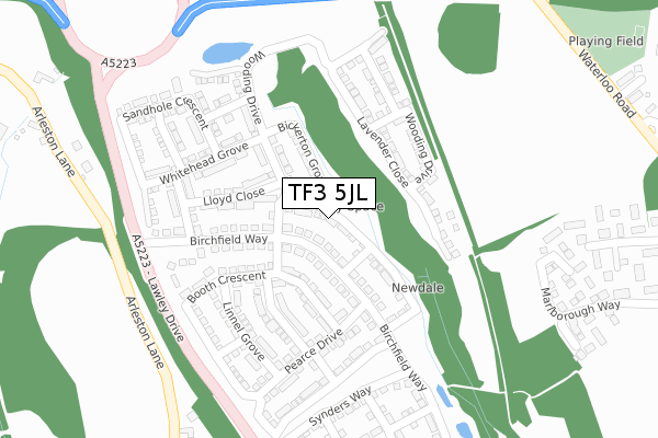 TF3 5JL map - large scale - OS Open Zoomstack (Ordnance Survey)