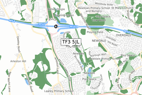 TF3 5JL map - small scale - OS Open Zoomstack (Ordnance Survey)