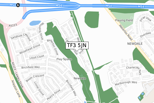 TF3 5JN map - large scale - OS Open Zoomstack (Ordnance Survey)