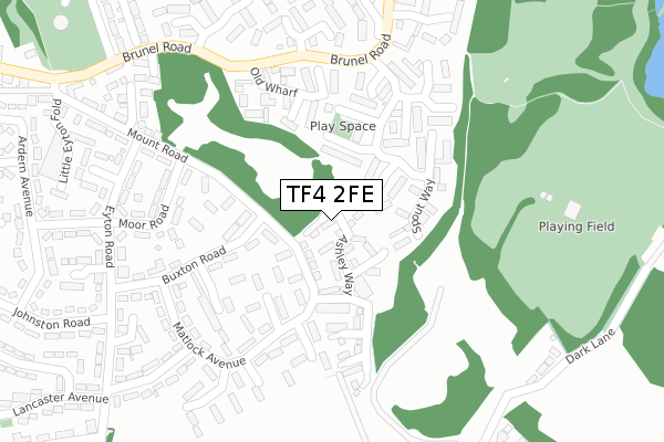 TF4 2FE map - large scale - OS Open Zoomstack (Ordnance Survey)