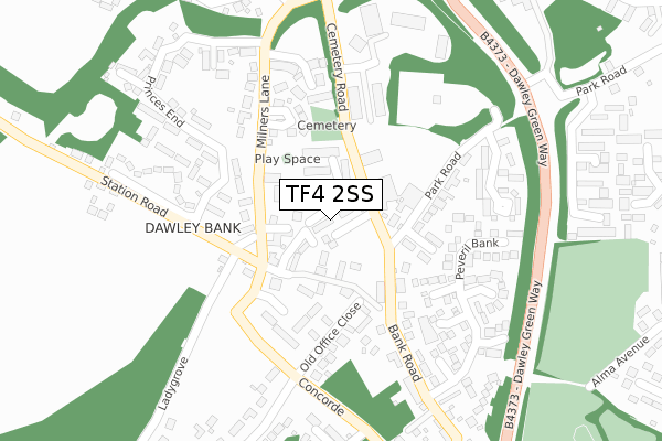TF4 2SS map - large scale - OS Open Zoomstack (Ordnance Survey)