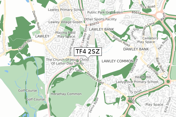 TF4 2SZ map - small scale - OS Open Zoomstack (Ordnance Survey)