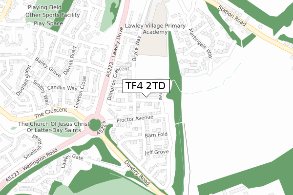 TF4 2TD map - large scale - OS Open Zoomstack (Ordnance Survey)