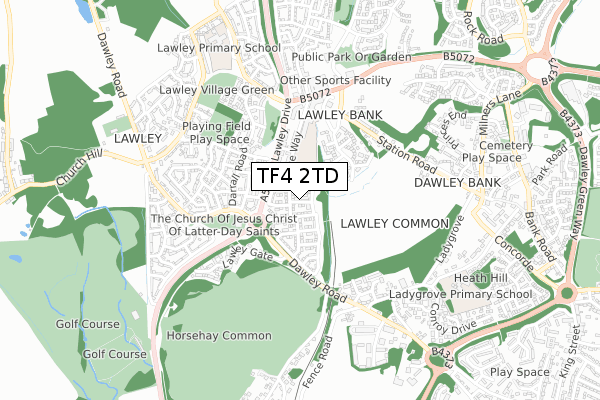TF4 2TD map - small scale - OS Open Zoomstack (Ordnance Survey)