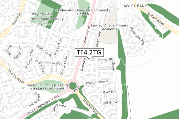 TF4 2TG map - large scale - OS Open Zoomstack (Ordnance Survey)