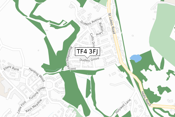 TF4 3FJ map - large scale - OS Open Zoomstack (Ordnance Survey)