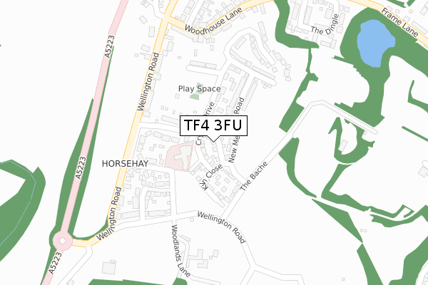 TF4 3FU map - large scale - OS Open Zoomstack (Ordnance Survey)