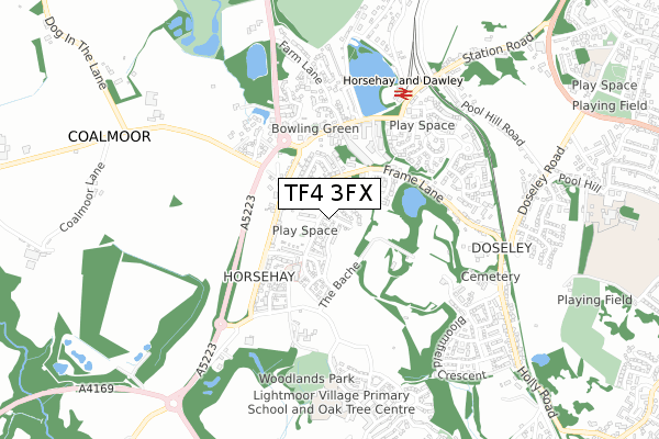 TF4 3FX map - small scale - OS Open Zoomstack (Ordnance Survey)