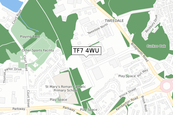 TF7 4WU map - large scale - OS Open Zoomstack (Ordnance Survey)