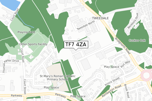 TF7 4ZA map - large scale - OS Open Zoomstack (Ordnance Survey)