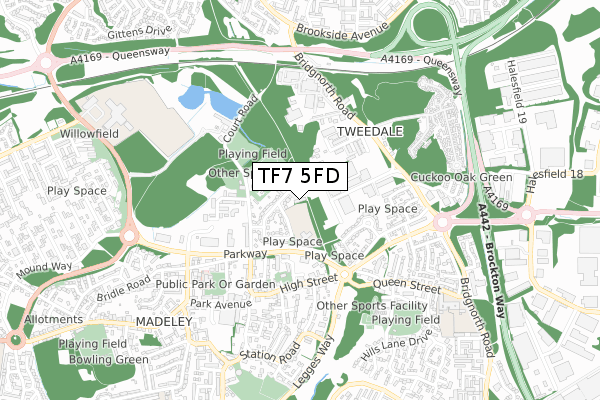 TF7 5FD map - small scale - OS Open Zoomstack (Ordnance Survey)