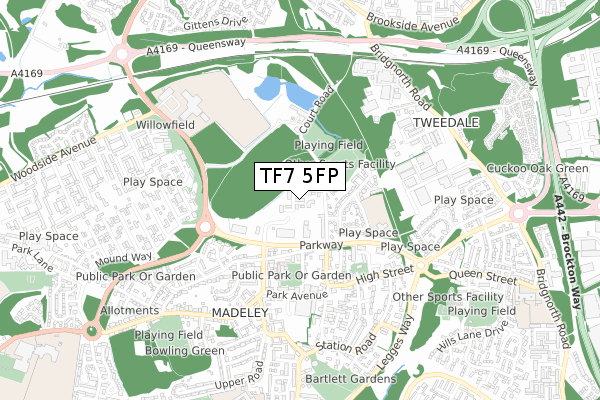 TF7 5FP map - small scale - OS Open Zoomstack (Ordnance Survey)