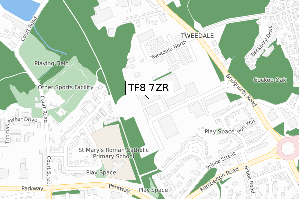 TF8 7ZR map - large scale - OS Open Zoomstack (Ordnance Survey)