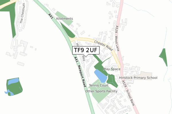 TF9 2UF map - large scale - OS Open Zoomstack (Ordnance Survey) TF9 2UF map - large scale - OS Open Zoomstack (Ordnance Survey)