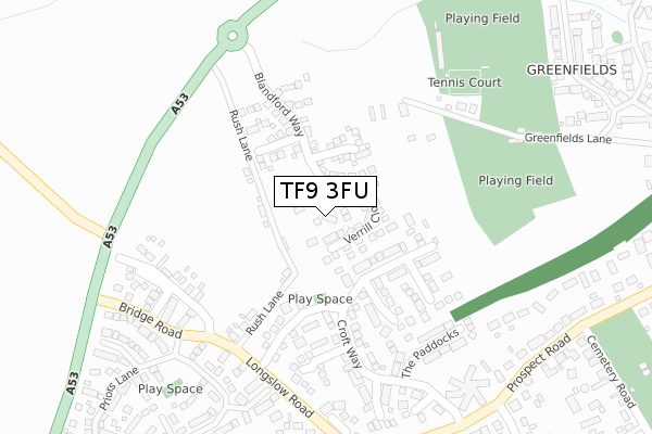 TF9 3FU map - large scale - OS Open Zoomstack (Ordnance Survey) TF9 3FU map - large scale - OS Open Zoomstack (Ordnance Survey)