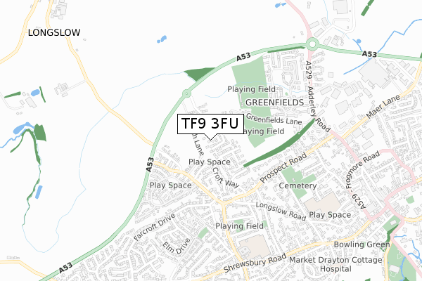 TF9 3FU map - small scale - OS Open Zoomstack (Ordnance Survey)