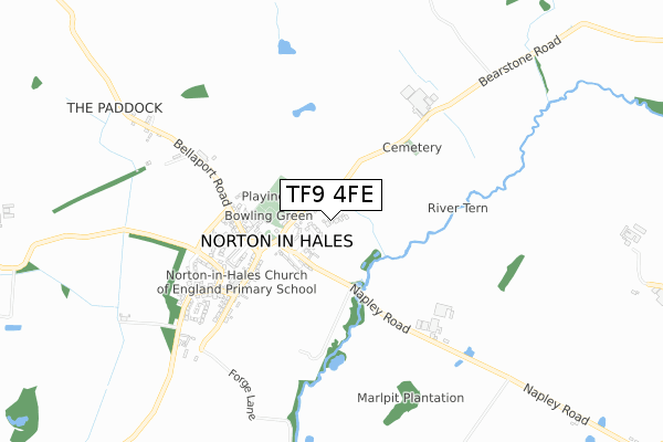TF9 4FE map - small scale - OS Open Zoomstack (Ordnance Survey) TF9 4FE map - small scale - OS Open Zoomstack (Ordnance Survey)