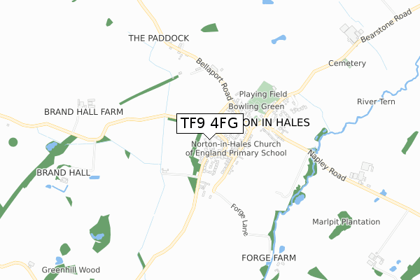 TF9 4FG map - small scale - OS Open Zoomstack (Ordnance Survey)